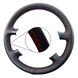 Lenkradhülle Lenkradbezug LeCo® Echtleder Lenkrad Bezug passend Mazda 3 Naht rot
