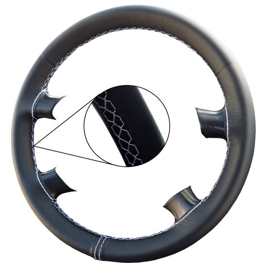 Lenkradbezug Echtleder LeCo® Lenkrad Bezug passend Mazda 3 Naht wei&szlig;