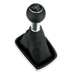 Schaltsack Schaltmanschette 12 mm Schaltknauf perforiert für VW Golf 4 IV Bora mit Chrom Rahmen