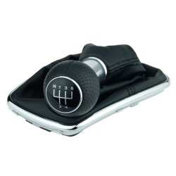 Schaltsack Schaltmanschette 12 mm Schaltknauf perforiert für VW Golf 4 IV Bora mit Chrom Rahmen