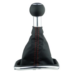 Schaltsack Schaltmanschette Naht Rot 12 mm Schaltknauf perforiert für VW Golf 4 IV Bora mit Chrom Rahmen