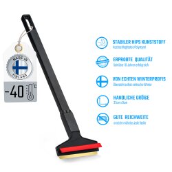1x Eiskratzer Schwarz-Rot Murska® mit 90mm Messingschaber 370mm lang Original aus Finnland