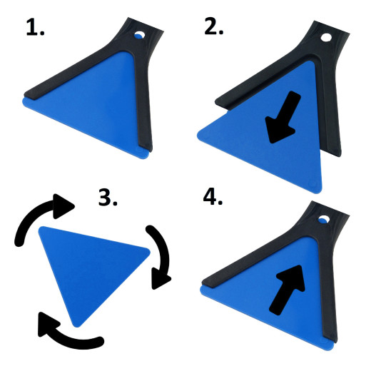 1 x Kombi Eiskratzer Schwarz-Blau MURSKA® Eisschaber 365mm wechselbare Dreieck-Klinge Acryl mit Schneebesen Original aus Finnland