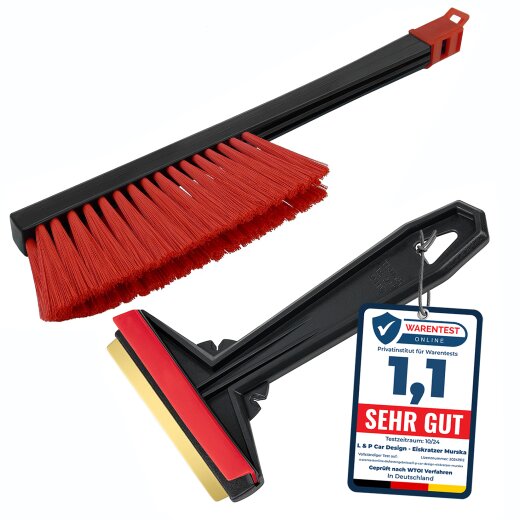 1 x Set Eiskratzer + Schneebesen Schwarz-Rot *MURSKA®* 90mm Messingklinge Original aus Finnland