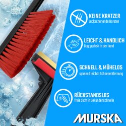 1x Set Eiskratzer + Schneebesen Schwarz-Rot MURSKA® 90mm Messingklinge Original aus Finnland