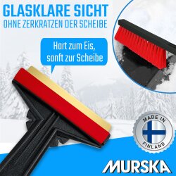 1x Set Eiskratzer + Schneebesen Schwarz-Rot MURSKA® 90mm Messingklinge Original aus Finnland