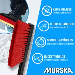 1x Set Eiskratzer + Schneebesen Schwarz-Rot MURSKA® 90mm Messingklinge Original aus Finnland