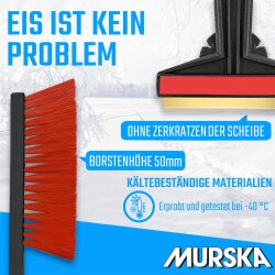 1x Set Eiskratzer + Schneebesen Schwarz-Rot MURSKA® 90mm Messingklinge Original aus Finnland