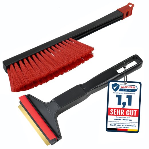 1 x Set Eiskratzer + Schneebesen Schwarz-Rot *MURSKA®* 90mm Messingklinge Original aus Finnland