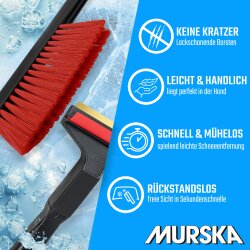 1x Set Eiskratzer + Schneebesen Schwarz-Rot MURSKA® 90mm Messingklinge Original aus Finnland