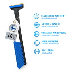 1x Kombi Eiskratzer Schwarz-Blau Murska® mit 90mm Messingschaber und Schneebesen 420mm lang Original aus Finnland