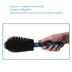 Premium Felgenbürste 280mm Schwarz Blau ergonimischer Griff Profi Reinigungsbürste Pflege Bürste Felgen Reinigung für Auto Motorrad KFZ