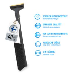 1x Kombi Eiskratzer Schwarz-Grau Murska® mit 90mm Messingschaber + Schneebesen 420mm lang Original aus Finnland