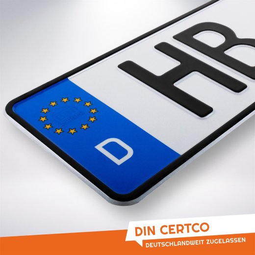 1 x EU Autoschild Kfz Kennzeichen Nummernschild DIN Zertifiziert StVO zugelassen 