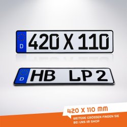 1 Stück Kennzeichen Wunkschkennzeichen DIN-zertifiziert PKW LKW Autokennzeichen Nummernschild 420 x 110