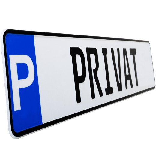 1 Stück Kennzeichen Privatkennzeichen Parkplatzschild Nummernschild Privat schwarz 