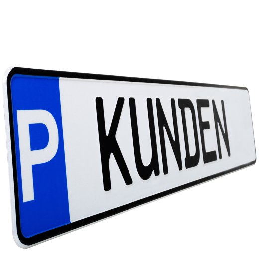 1 Stück KUNDEN P- Kennzeichen Privatkennzeichen Parkplatzschild Nummernschild Kunden schwarz Parkplatzmarkierung 