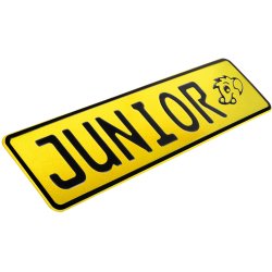 1x Kennzeichen Junior Bobby Car Kettcar Wunschtext FUN Kennzeichen viele Farben Funschild zitronen Gelb retroreflektierend