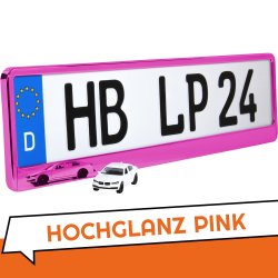 2 Kennzeichenhalter Pink - Chrom Kennzeichenhalterung Halter