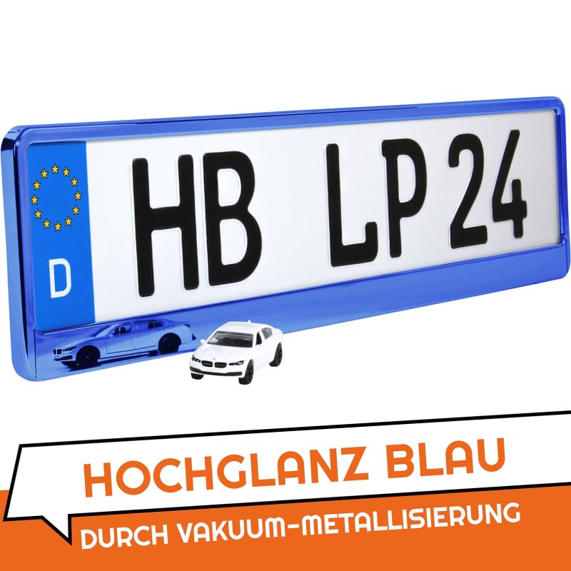 2 Stück Kennzeichenhalter Kennzeichenhalterung BLAU  HP  Neu & OVP 