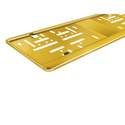 2 Kennzeichenhalter Edelstahl poliert  in gold 520 x 110mm