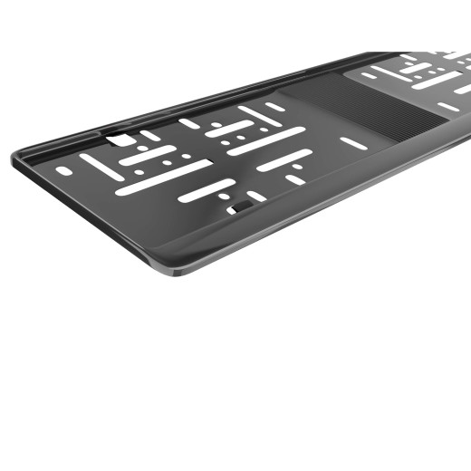 2 Kennzeichenhalter Edelstahl poliert  in schwarz 520 x 110mm