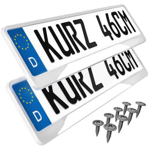 Kennzeichenhalter KURZ (46 cm) - Chrom (Leiste) - Satz (2 Stück)! -  Premium! - 460 mm