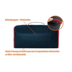 Kofferraumtasche Autotasche Tasche KFZ Zubehörtasche Auto Organizer schwarz mit rotem Saum