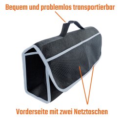 Kofferraumtasche Autotasche Tasche KFZ Zubehörtasche Auto Organizer schwarz mit grauem Saum