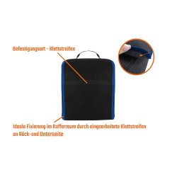Kofferraumtasche Organizer Autotasche Auto Kofferraum KFZ Tasche in schwarz mit blauem Saum
