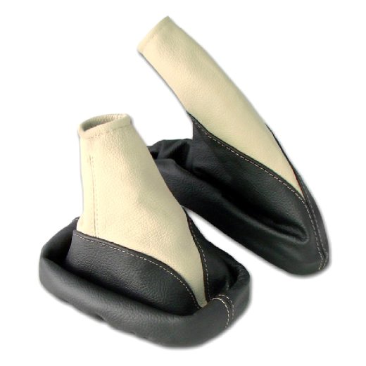 Schaltsack und Handbremsmanschette OPEL CORSA C 100% ECHT LEDER schwarz beige