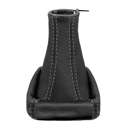 Schaltsack + Handbremsmanschette für Opel Astra G 100% echt Leder schwarz mit weißer Naht