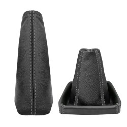 Schaltsack und Handbremsmanschette Opel Astra H 2004-2010 in Echtleder schwarz Naht grau
