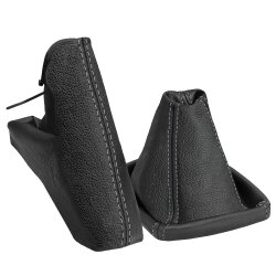 Schaltsack und Handbremsmanschette Opel Astra H 2004-2010 in Echtleder schwarz Naht grau