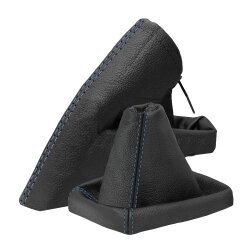 Schaltsack und Handbremsmanschette Opel Astra H 2004-2010 in Echtleder schwarz Naht blau