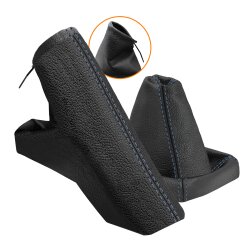 Schaltsack und Handbremsmanschette Opel Astra H 2004-2010 in Echtleder schwarz Naht blau