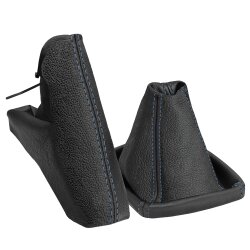 Schaltsack und Handbremsmanschette Opel Astra H 2004-2010 in Echtleder schwarz Naht blau