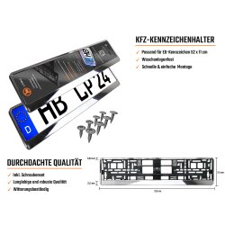 2x Kennzeichenhalter Auto Chrom Kennzeichenhalterung KFZ Kennzeichen EU 520mm x 110mm Halter Nummernschild Halterung PKW LKW Nummernschildhalter Nummernschildhalterung Kennzeichenverstärker Silber