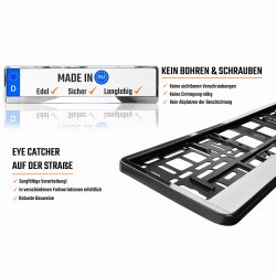2x Kennzeichenhalter Auto Chrom Kennzeichenhalterung KFZ Kennzeichen EU 520mm x 110mm Halter Nummernschild Halterung PKW LKW Nummernschildhalter Nummernschildhalterung Kennzeichenverstärker Silber