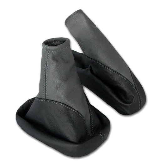 Schaltsack + Handbremsmanschette für Opel Astra G 100% echt Leder schwarz grau
