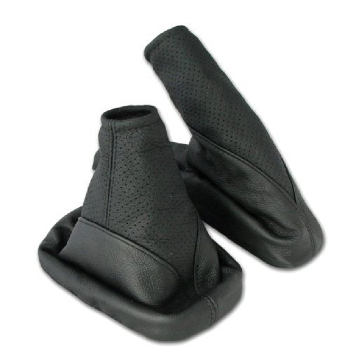 Schaltsack + Handbremsmanschette für Opel Astra G 100% echt Leder schwarz perforiert
