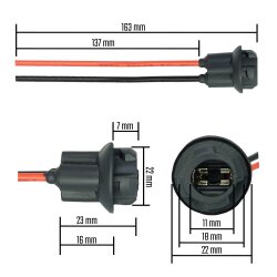 1x W5W T10 Fassung Stecker Lampenfassung Standlicht Parklicht Glas Sockel Glassockel Stecksockel W3W WY5W W2,1X9,5d