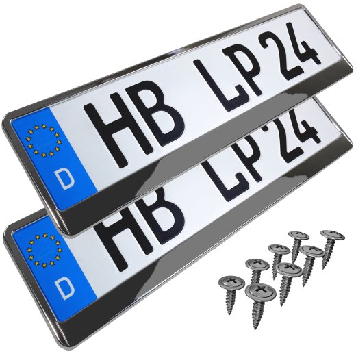 L & P Car Design Kennzeichenhalter für Auto in schwarz hochglanz  Kennzeichenhalterung, (2 Stück)