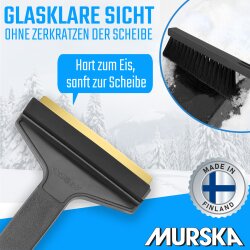2 Stück Kombi Schneebürste und Eisschaber 42 cm Messingklinge Grau