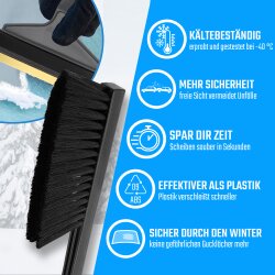 2 Stück Kombi Schneebürste und Eisschaber 42 cm Messingklinge Grau
