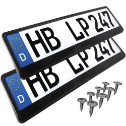 2x Kennzeichenhalter Auto Schwarz Kennzeichenhalterung KFZ Kennzeichen EU 520 x 110 Halter Nummernschild Halterung PKW LKW Nummernschildhalter Nummernschildhalterung Kennzeichenverstärker