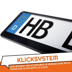 2x Kennzeichenhalter Auto Schwarz Kennzeichenhalterung KFZ Kennzeichen EU 520 x 110 Halter Nummernschild Halterung PKW LKW Nummernschildhalter Nummernschildhalterung Kennzeichenverstärker