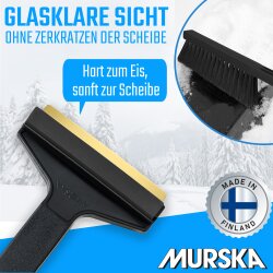 2 Stück Kombi Schneebürste und Eisschaber 42 cm Messingklinge Schwarz