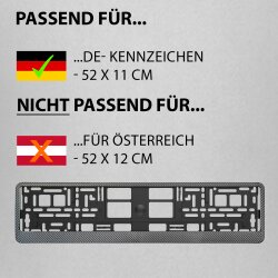 2x Kennzeichenhalter Auto Carbon Look Kennzeichenhalterung KFZ EU Kennzeichen 520 x 110 Halter Nummernschild Halterung PKW LKW Nummernschildhalter Nummernschildhalterung Kennzeichenverstärker