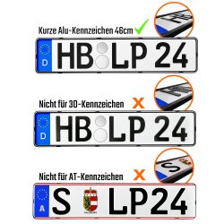 2 Stück Kennzeichenhalter rahmenlos Kfz-Kennzeichen-Halter Nummernschildhalterung Auto Halter Halterung Schwarz